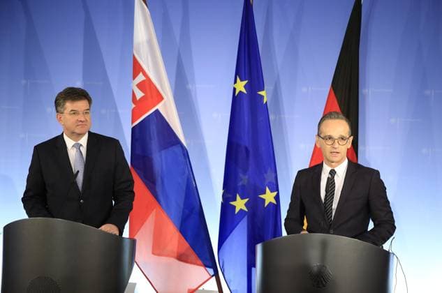 Heiko Maas - Miroslav Lajcak meeting in Berlin BERLIN, GERMANY - NOVEMBER 27: German Foreign Minister Heiko Maas (R) and Foreign Minister of Slovakia Miroslav Lajcak (L) hold a joint press conference ahead of their meeting in Berlin, Germany on November 27, 2018. Berlin Germany. Editorial use only. Please get in touch for any other usage.  Copyright: x2025xAnadoluxCüneytxKaradaÄüx