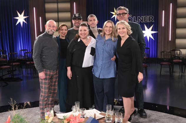 Horst Lichter, Carina Raddatz, Mark Forster, Meltem Kaptan, Micky Beisenherz, Franca Cerutti, Hans Sigl und Susan Link bei der Aufzeichnung der WDR-Talkshow Kölner Treff im WDR Studio BS 3. Köln, 18.12.2025