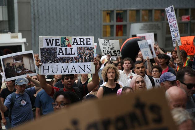 World Refugee Day 2018 in New York NEW YORK, USA - JUNE 20: People take part in a rally against immigration policies in the United States on World Refugee Day in Manhattan borough of New York, United States on June 20, 2018. New York United States. Editorial use only. Please get in touch for any other usage.  Copyright: x2025xAnadoluxMohammedxElshamyx