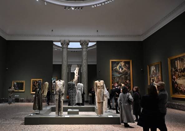 Milan, Italy Giorgio Armani.Milan, for love on display at the Pinacoteca di Brera for the first time an exhibition dedicated to the stylistic journey of Giorgio Armani welcoming a selection of clothes in its prestigious rooms a union of fashion and art In the photo: Giorgio Armani s clothes on display  Copyright: xNickxZonnax xipa-agency.netx xNickxZonnax IPA_Agency_IPA69325503