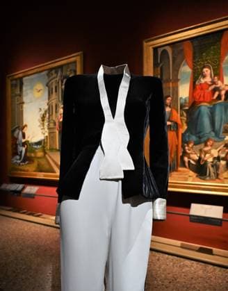 Milan, Italy Giorgio Armani.Milan, for love on display at the Pinacoteca di Brera for the first time an exhibition dedicated to the stylistic journey of Giorgio Armani welcoming a selection of clothes in its prestigious rooms a union of fashion and art In the photo: Giorgio Armani s clothes on display  Copyright: xNickxZonnax xipa-agency.netx xNickxZonnax IPA_Agency_IPA69325565