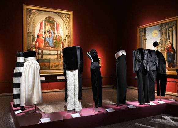 Milan, Italy Giorgio Armani.Milan, for love on display at the Pinacoteca di Brera for the first time an exhibition dedicated to the stylistic journey of Giorgio Armani welcoming a selection of clothes in its prestigious rooms a union of fashion and art In the photo: Giorgio Armani s clothes on display  Copyright: xNickxZonnax xipa-agency.netx xNickxZonnax IPA_Agency_IPA69325567