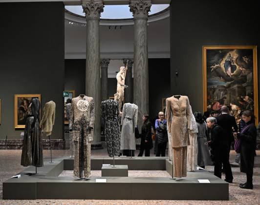 Milan, Italy Giorgio Armani.Milan, for love on display at the Pinacoteca di Brera for the first time an exhibition dedicated to the stylistic journey of Giorgio Armani welcoming a selection of clothes in its prestigious rooms a union of fashion and art In the photo: Giorgio Armani s clothes on display  Copyright: xNickxZonnax xipa-agency.netx xNickxZonnax IPA_Agency_IPA69325505