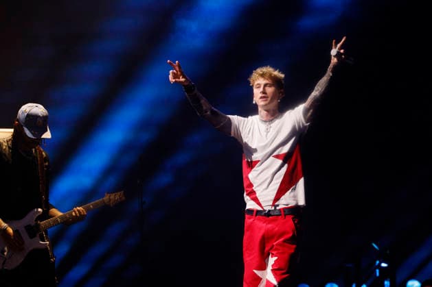 MGK performs at the Y100 s iHeartRadio Jingle Ball 2025 show at the Kaseya Center in Miami, Florida, on Saturday, December 20, 2025.  MIA20251220132 GARYxIxROTHSTEIN