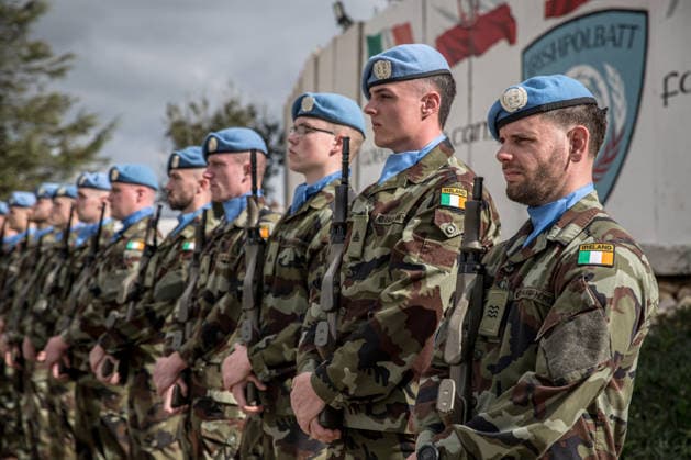 December 21, 2025, Lebanon: Irish troops seen during the visit of Micheal Martin to Camp Shamrock, in south Lebanon. Also known as UN base UNP 2-45, it is home to hundreds of Irish peacekeepers. United Nations Interim Force in Lebanon (UNIFIL) Security Council mandate will expire at the end of 2026. Lebanon - ZUMAs197 20251221_aab_s197_067 Copyright: xSallyxHaydenx