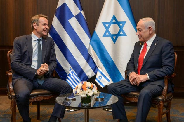 December 22, 2025, Jerusalem, Israel: Israeli Prime Minister BENJAMIN NETANYAHU (R) meets Greek Prime Minister KYRIAKOS MITSOTAKIS (L) in Jerusalem ahead of the Israel Greece Cyprus trilateral diplomatic summit, hosted by Netanyahu. Jerusalem Israel - ZUMAi99_ 20251222_zip_i99_001 Copyright: xMaayanxToaf IsraelxGpox