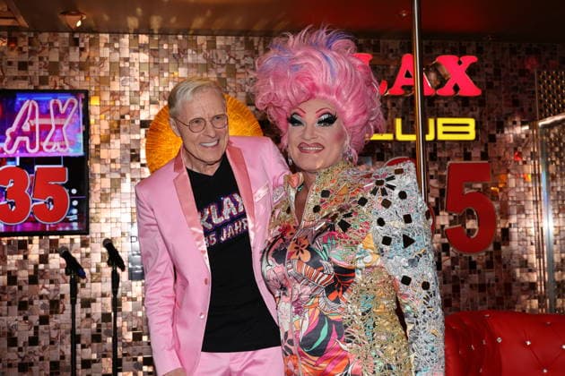 Olivia Jones und Wolfgang Wolle Förster beim Presse-Lunch anlässlich des Jubiläums 35 Jahre Nachtbar Klax in der Nachtbar Klax. Dresden, 22.12.2025 Copyright: xMatthiasxWehnertx