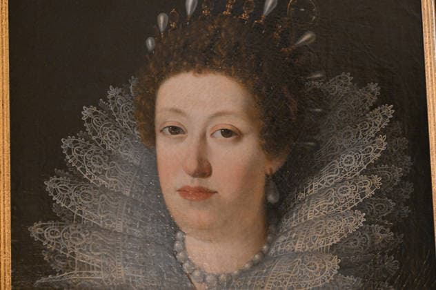 December 23, 2025, Florence, Italia, Italy: Palazzo Strozzi exhibits for the first time an original and previously unpublished portrait of the Florentine Diamond worn by Maria Magdalena of Austria. Florence, Dec 23rd 2025 Florence Italy  - ZUMAa289 20251223_zia_a289_002 Copyright: xAleandroxBiagiantix
