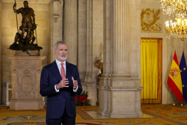 24-12-2025 Madrid King Felipe during his traditional Christmas speech at the Royal palace in Madrid, Spain. Â  Copyright: xPPEx
