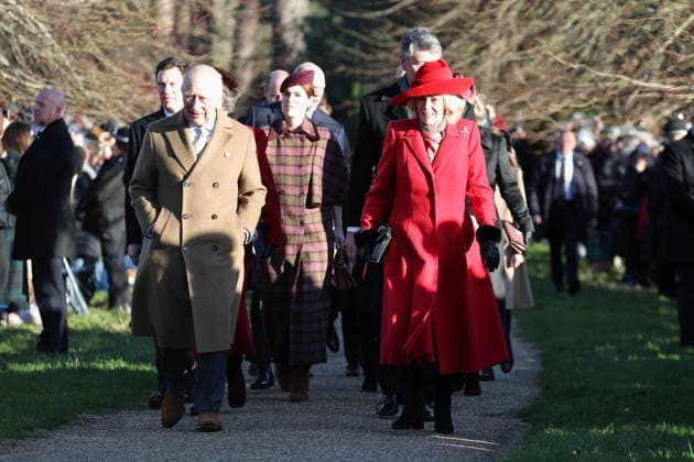 . 25 12 2025. Sandringham , United Kingdom. UK Royals led by King Charles III and Queen Camilla , at the Christmas Day church service at Sandringham, United Kingdom,  xStephenxLockx xi-Imagesx IIM-26475-0021