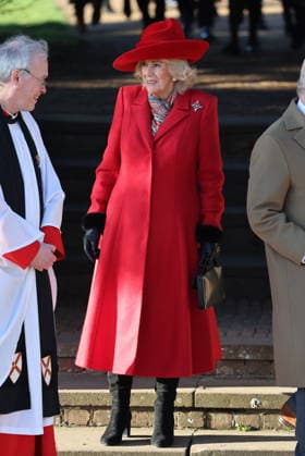 . 25 12 2025. Sandringham , United Kingdom. UK Royals led by King Charles III and Queen Camilla , at the Christmas Day church service at Sandringham, United Kingdom,  xStephenxLockx xi-Imagesx IIM-26475-0051