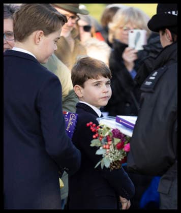 . 25 12 2025. Sandringham , United Kingdom. Prince George and Prince Louis leaving the Christmas Day church service at Sandringham, United Kingdom,  xStephenxLockx xi-Imagesx IIM-26475-0076