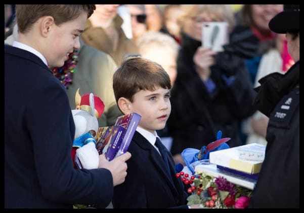 . 25 12 2025. Sandringham , United Kingdom. Prince George and Prince Louis leaving the Christmas Day church service at Sandringham, United Kingdom,  xStephenxLockx xi-Imagesx IIM-26475-0077