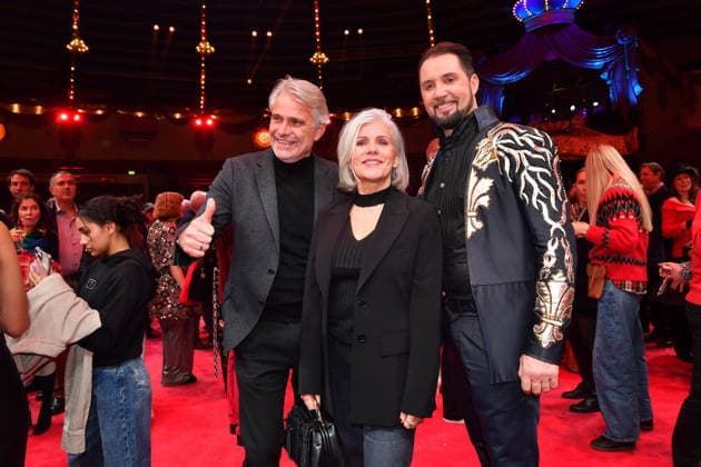 Birgit Schrowange mit Ehemann Frank Sporthelfer und Martin Lacey jr. Premiere Winterspielzeit 2025 Circus Krone Ich. Du, Wir. Krone Manege Kronebau München 25. Dezember 2025