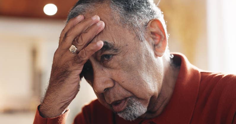 Senior, man and thinking with headache in home for retirement debt, decision mistake or pressure. Elderly person, overthinking and tension migraine with mental health, overwhelmed or financial crisis Senior, man and thinking with headache in home for retirement debt, decision mistake or pressure. Elderly person, overthinking and tension migraine with mental health, overwhelmed or financial crisis., model released, , property released, , 96799376.jpg RECORD DATE NOT STATED