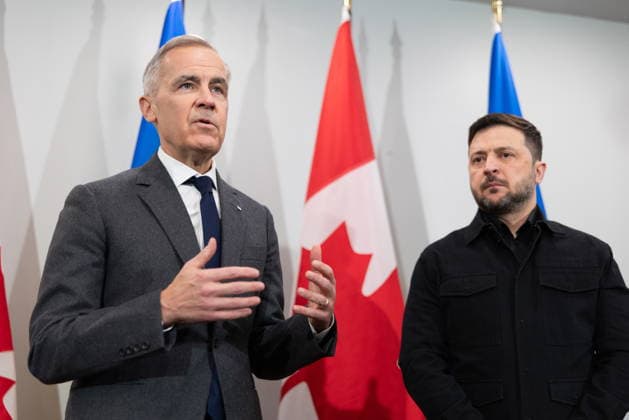 December 27, 2025, Halifax, Ns, Canada: Prime Minister Mark Carney, left, and Ukrainian President Volodymyr Zelenskyy hold a press conference in ..Halifax, N.S. on Saturday, December 27, 2025. Halifax Canada  - ZUMAc35_ 20251227_zaf_c35_010 Copyright: xRileyxSmithx