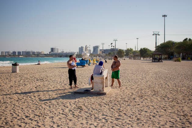 Daily Life on Irans Kish Island People spend time near a playground on a beach on Kish Island, Iran, on October 17, 2017. Kish Island, a free trade zone in the Persian Gulf, is a tourist destination known for its shopping malls, beaches, and resort hotels. Kish Island Hormozgan Iran Copyright: xArashxOskoeeix