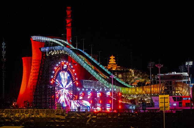BEIJING, CHINA - DECEMBER 30: Stunning illuminations light up Shougang Park during a rehearsal for 2026 New Year Countdown Celebration on December 30, 2025 in Beijing, China.  Copyright: xVCGx 111612690481