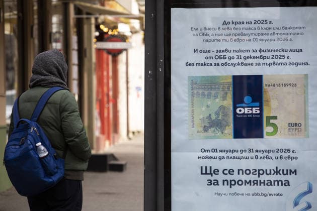 Bulgaria adopts euro, joins eurozone as 21st member SOFIA, BULGARIA - JANUARY 1: A man walks past a poster marking euro adoption in Sofia as Bulgaria officially adopts the euro as its currency and joins the eurozone as its 21st member on January 1, 2026. Hristo Vladev Anadolu Sofia Bulgaria. Editorial use only. Please get in touch for any other usage.  Copyright: x2026xAnadoluxHristoxVladevx
