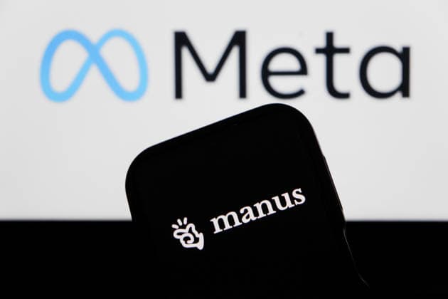 January 3, 2026, Bandung, West Java, Indonesia: In this photo illustration, the Manus AI logo is seen displayed on a smartphone screen and the Meta logo in the background. Meta said it would acquire Chinese-founded artificial intelligence startup Manus, as the technology giant accelerates efforts to integrate advanced AI across its platforms. Bandung Indonesia - ZUMAs281 20260103_zip_s281_003 Copyright: xAlgixFebrixSugitax