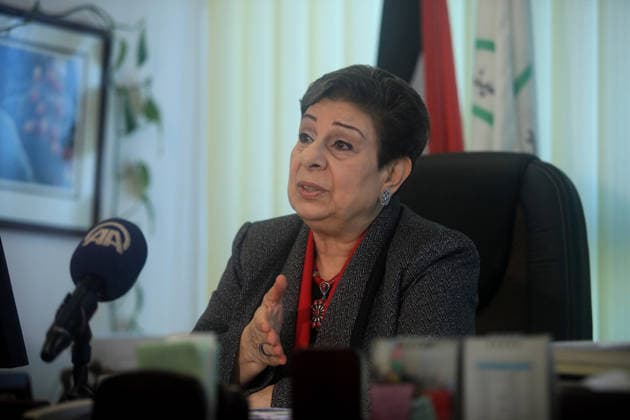 PLO executive committee member Hanan Ashrawi RAMALLAH, WEST BANK - DECEMBER 1: Palestine Liberation Organization (PLO) executive committee member Hanan Ashrawi speaks to the media in the West Bank city of Ramallah on December 1,2014. Ashrawi states that the Palestinians would be obliged to rethink their security and economic relations with Israel if the Security Council failed to adopt a resolution for a timeframe for ending the Israeli occupation. Ramallah Palestinian Territory, Occupied. Editorial use only. Please get in touch for any other usage.  Copyright: x2025xAnadoluxÄ°ssamxRimawix