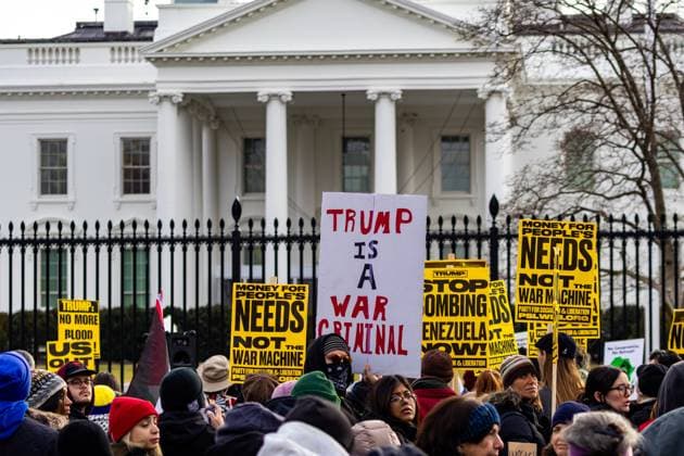 January 3, 2026, Washington, District Of Columbia, USA: Crowds of demonstrators gather outside the White House to denounce the Trump administrationÃ¢â‚¬â ¢s unilateral military strikes against Venezuela, and the capture of Venezuelan President NicoloÂ¡s Maduro. Washington USA - ZUMAh196 20260103_znp_h196_010 Copyright: xTomxHudsonx