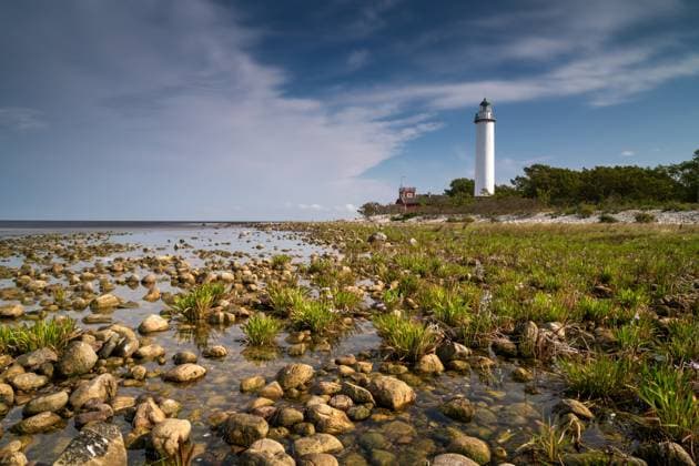 Blick auf den Leuchtturm Lange Erik am Nordkap der Insel Oland in Südschweden Grankullavik, Sweden - 10 September, 2025: view of the Lange Erik Lighthouse at the north cape of Oland Island in southern Sweden (License=RF) Copyright: xZoonar.com NandoxLardix 24402220