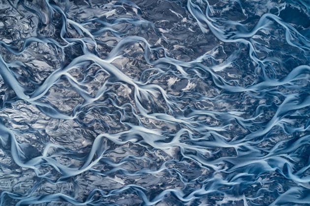 Creative Highlights World Arterial Rivers from Above, Fractal Patterns from Glacial Lagoons Vik, Mýrdalshreppur, Iceland CR_GASU260104-1929935-01