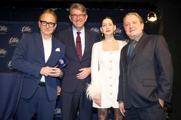 Ella Radio - Jazz, Soul und Blues , Programmstart in Berlin und Potsdam, 05.01.2026 Der Beauftragte der Bundesregierung für Kultur und Medien (BKM) Dr. Wolfram Weimer gemeinsam mit Senderchef Oliver Dunk, dem künstlerischen Direktor des Jazz-Instituts Berlin (UdK) Prof. Paulo Morello und Jazz- Sängerin Martina Barta drücken um 12:00 Uhr den roten Knopf und Ella geht auf Sendung. 05.01.2026 im Zig Zag Jazz Club Berlin Zig Zag Jazz Club Berlin Germany Copyright: xBrigittexDummerx