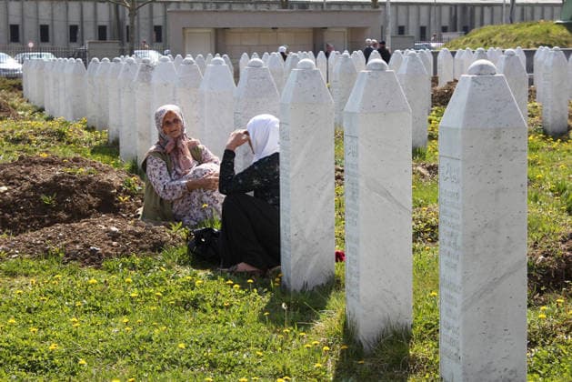 11th anniversary of the mass funeral in Srebrenica SREBRENICA, BOSNIA AND HERZEGOVINA - MARCH 31: Thousands of relatives and survivors of Europe s largest massacre since World War II, Srebrenica massacre gather in the Potocari Memorial Park outside Srebrenica to mark the 11th anniversary of mass funeral, which is held for the identified 600 victims on March31, 2003 in Bosnia and Herzegovina on March 31, 2014. In July 1995, Bosnian Serb forces rolled into the Bosniak-populated town of Srebrenica, beginning a campaign of ethnic killings. Srebrenica Republika Srpska. Editorial use only. Please get in touch for any other usage.  Copyright: x2025xAnadoluxMersihaxBesicx