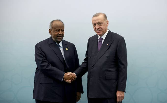 3rd Turkey-Africa Partnership Summit in Istanbul ISTANBUL, TURKEY - DECEMBER 18: Turkish President Recep Tayyip Erdogan (R) welcomes President of Djibouti, Ismail Omar Guelleh (L) during the 3rd Turkey-Africa Partnership Summit in Istanbul, Turkey on December 18, 2021. Istanbul Turkey. Editorial use only. Please get in touch for any other usage.  Copyright: x2025xAnadoluxEmrahxYorulmazx