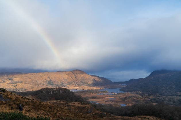 Rainbow arching over killarney national park ireland mountains Killarney, County Kerry, Ireland R_FEDZ260106-1932340-01