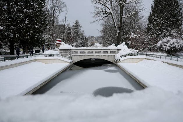 Winter at the Zagreb Zoo, Zagreb, Croatia Frozen lake is pictured in a snow-covered Zagreb Zoo in Zagreb, Croatia on January 7, 2026.  IgorxKralj PIXSELL