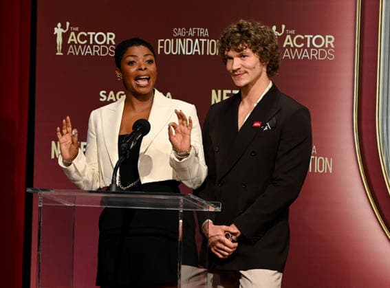 32nd Annual Actor Awards Nominations Janelle James and Connor Storrie onstage at the 32nd Annual Actor Awards nominations held at SAG-AFTRA on January 7, 2026 in Los Angeles, Ca. Los Angeles SAG-AFTRA California USA Copyright: xTammiexArroyox xAFF-USA.comx