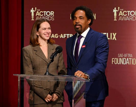 32nd Annual Actor Awards Nominations Elizabeth McLaughlin and Jason George onstage at the 32nd Annual Actor Awards nominations held at SAG-AFTRA on January 7, 2026 in Los Angeles, Ca. Los Angeles SAG-AFTRA California USA Copyright: xTammiexArroyox xAFF-USA.comx