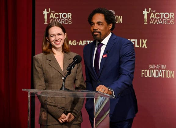 32nd Annual Actor Awards Nominations Elizabeth McLaughlin and Jason George onstage at the 32nd Annual Actor Awards nominations held at SAG-AFTRA on January 7, 2026 in Los Angeles, Ca. Los Angeles SAG-AFTRA California USA Copyright: xTammiexArroyox xAFF-USA.comx
