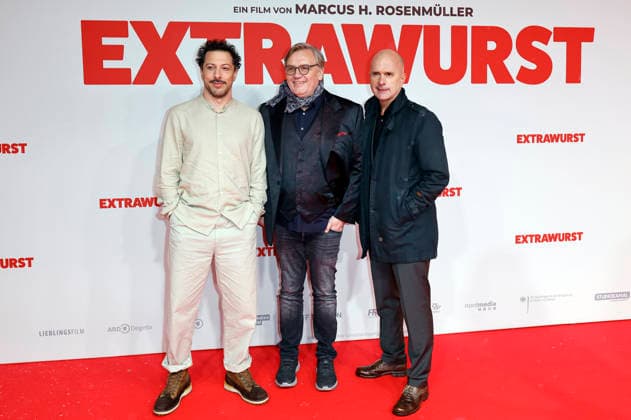 Fahri Yardim, Hape Kerkeling und Christoph Maria Herbst bei der Weltpremiere des Kinofilms Extrawurst in der Lichtburg. Essen, 07.01.2026