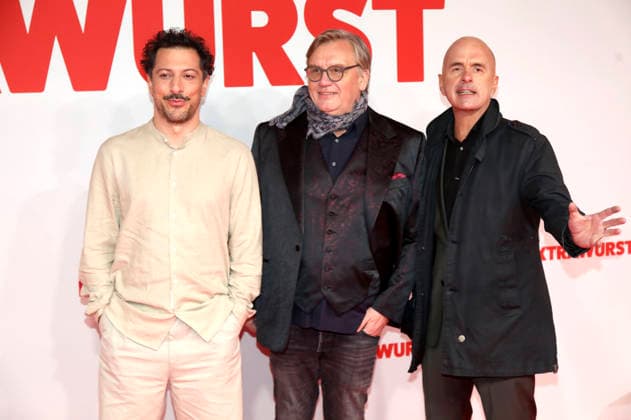 Fahri Yardim, Hape Kerkeling und Christoph Maria Herbst bei der Weltpremiere des Kinofilms Extrawurst in der Lichtburg. Essen, 07.01.2026