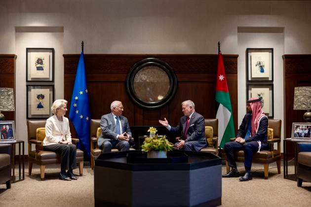 King Abdullah II held the first summit between Jordan and the European Union, with the participation of European leaders and in the presence of Crown Prince Hussein. King Abdullah II held the first summit between Jordan and the European Union, with the participation of European leaders and in the presence of Crown Prince Hussein. He stated that the summit represented an important step towards strengthening the partnership and supporting regional stability. Amman, Jordan, January 8, 2026. Photo by Royal Hashemite Court apaimages Amman Amman Jordan 080126_Jordan_JPO_00(6) Copyright: xapaimagesxRoyalxHashemitexCourtxx xapaimagesx