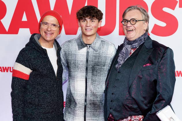 Christoph Maria Herbst, Benedikt Kalcher und Hape Kerkeling bei der Premiere des Kinofilms Extrawurst im Mathäser Filmpalast. München, 08.01.2026