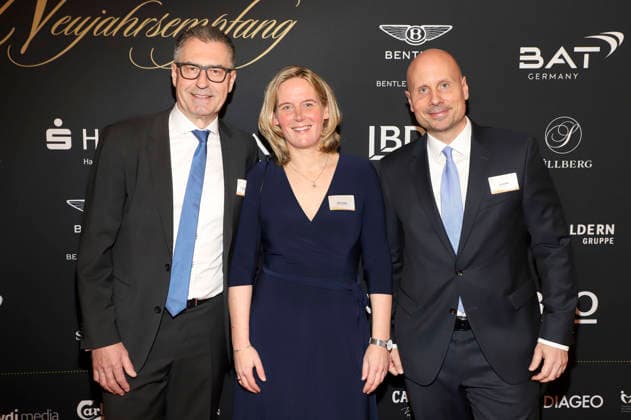 Thomas Sobania, Metta Schade und Carsten Blöß beim 31. Blankeneser Neujahrsempfang im Hotel Süllberg. Hamburg, 08.01.2026
