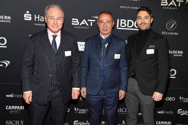 Sebastian Kühl, Aziz Bayanbas und Tayfun Bayanbas beim 31. Blankeneser Neujahrsempfang im Hotel Süllberg. Hamburg, 08.01.2026