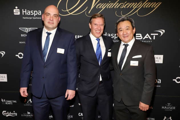 Niels Hagen, Marcel Fricke und Bobby Chang beim 31. Blankeneser Neujahrsempfang im Hotel Süllberg. Hamburg, 08.01.2026