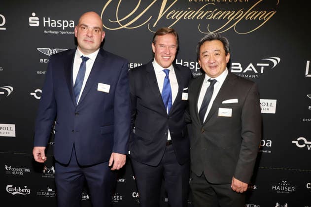 Niels Hagen, Marcel Fricke und Bobby Chang beim 31. Blankeneser Neujahrsempfang im Hotel Süllberg. Hamburg, 08.01.2026