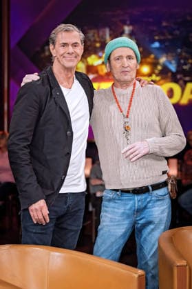 MDR - Riverboat. Schauspieler Ingo Naujoks und Sven Martinek anläßlich der Aufzeichnung der MDR - Talkshow Riverboat am 09.01.2026 in der Mediacity Leipzig. 20260109SFL0003