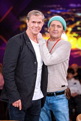 MDR - Riverboat. Schauspieler Ingo Naujoks und Sven Martinek anläßlich der Aufzeichnung der MDR - Talkshow Riverboat am 09.01.2026 in der Mediacity Leipzig. 20260109SFL0007