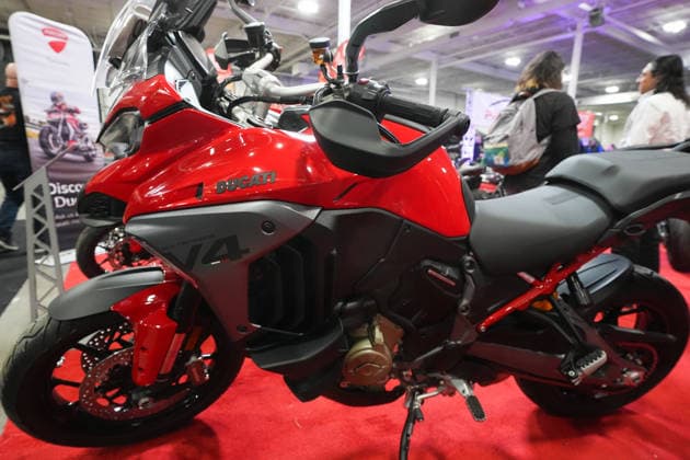 2026 North American International Motorcycle Supershow TORONTO, CANADA - JANUARY 9 : A Ducati Multistrada V4 is seen at the 50th annual North American International Motorcycle Supershow at the International Centre in Mississauga, Ontario, Canada on January 9, 2026. Mert Alper Dervis Anadolu Ontario Canada. Editorial use only. Please get in touch for any other usage.  Copyright: x2026xAnadoluxMertxAlperxDervisx
