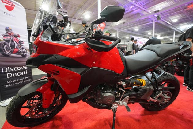 2026 North American International Motorcycle Supershow TORONTO, CANADA - JANUARY 9 : A Ducati Multistrada V2 is seen at the 50th annual North American International Motorcycle Supershow at the International Centre in Mississauga, Ontario, Canada on January 9, 2026. Mert Alper Dervis Anadolu Ontario Canada. Editorial use only. Please get in touch for any other usage.  Copyright: x2026xAnadoluxMertxAlperxDervisx