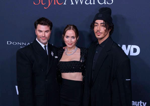 January 9, 2026, Santa Monica, California, USA: (L-R) Lord Gavin McLeod-Valentine, Emily Blunt, and Atarah Valentine at the 2026 Annual WWD Style Awards on Friday January 9, 2026 at the Regent Hotel in Santa Monica, California. JAVIER ROJAS PI Santa Monica USA - ZUMAp124 20260109_zaa_p124_079 Copyright: xJavierxRojasx