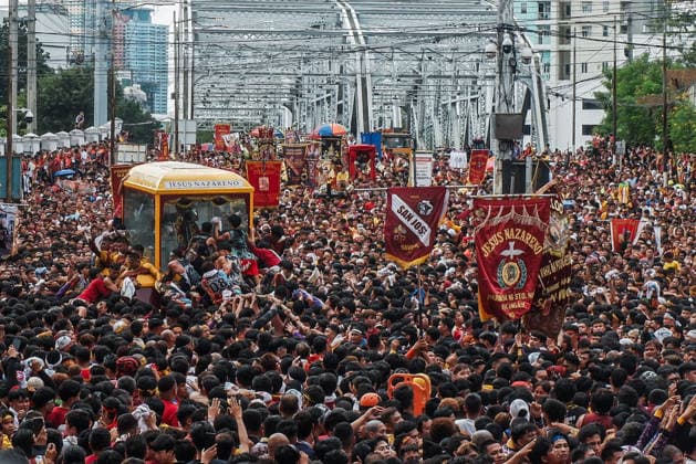 January 9, 2026, Manila, Philippines: Scene during the Traslacion of Black Nazarene in Manila. In a historic display of religious endurance, the 2026 Traslacion of the Black Nazarene concluded after nearly 31 hours, marking the longest procession in the event s recorded history. The grueling journey drew an estimated 7 million devotees to the streets of Manila, underscoring the profound spiritual resolve of a nation as the sacred image finally returned to Quiapo Church Manila Philippines - ZUMAs197 20260109_aaa_s197_315 Copyright: xRyanxEduardxBenaidx